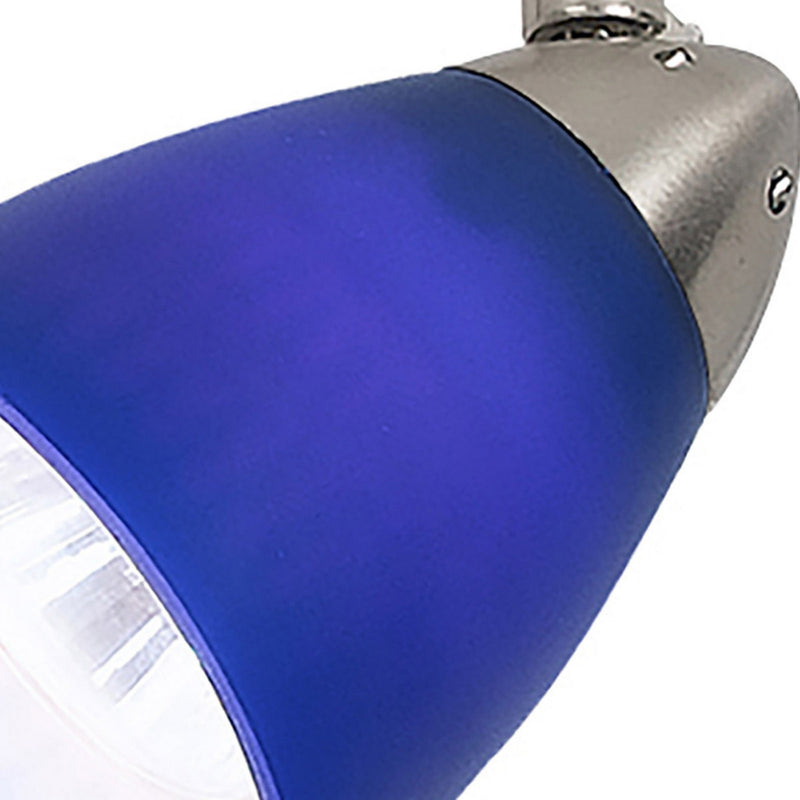 Hand Blown Glass Shade Adjustable Track Light Head with Metal Frame Blue-zoom-