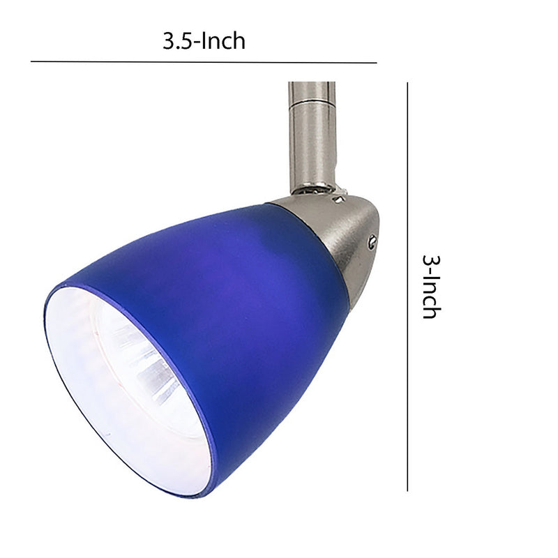 Hand Blown Glass Shade Adjustable Track Light Head with Metal Frame Blue-zoom-