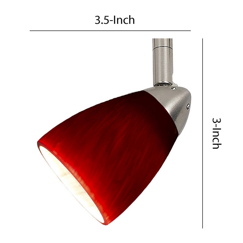 Hand Blown Glass Shade Track Light Head with Metal Frame Red and Silver-zoom-
