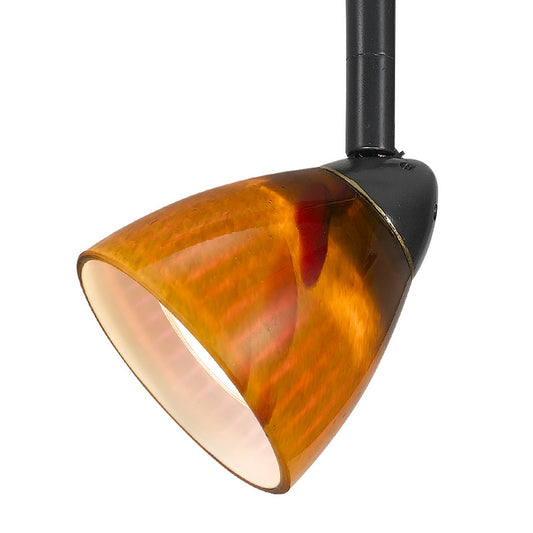 Hand Blown Glass Shade Track Light Fixture with Metal Frame Dark Bronze