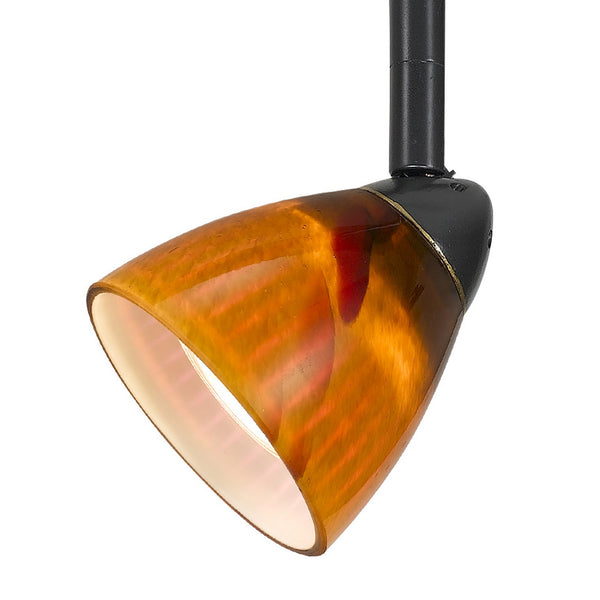 Hand Blown Glass Shade Track Light Fixture with Metal Frame Dark Bronze