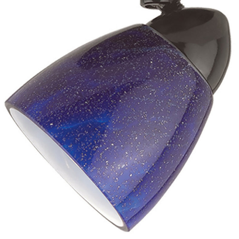 Hand Blown Glass Shade Track Light Head with Metal Frame Blue and Bronze-zoom-
