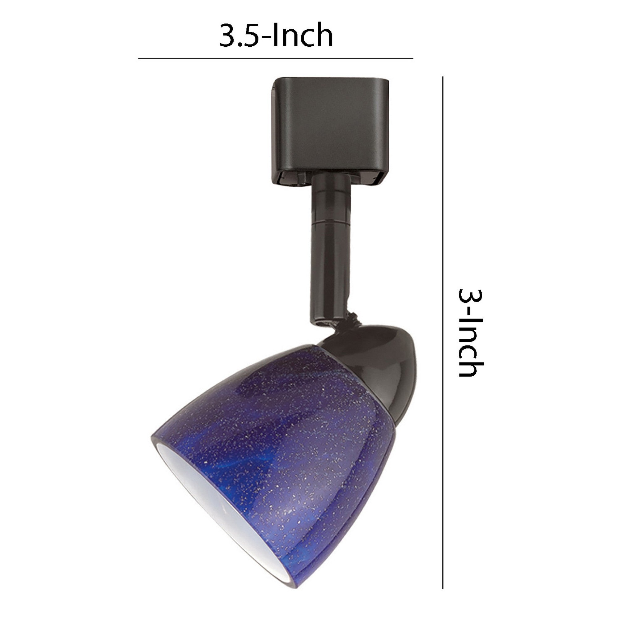Hand Blown Glass Shade Track Light Head with Metal Frame Blue and Bronze-zoom-5