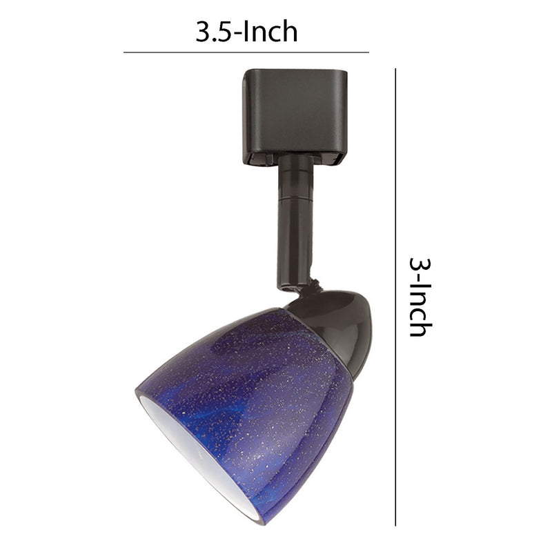 Hand Blown Glass Shade Track Light Head with Metal Frame Blue and Bronze-zoom-