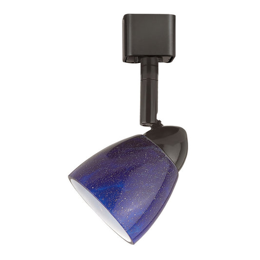 Hand Blown Glass Shade Track Light Head with Metal Frame Blue and Bronze