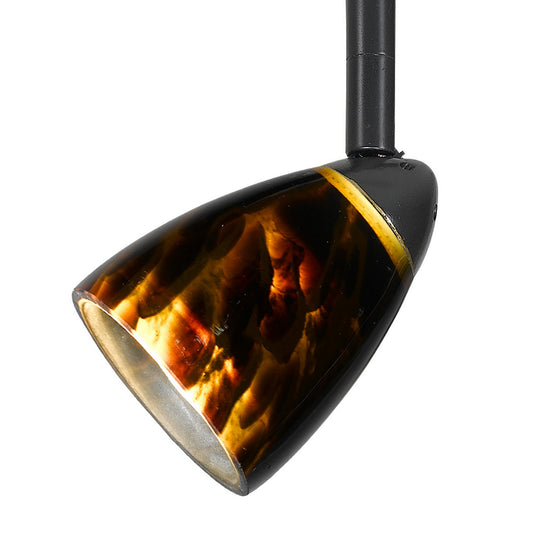 Hand Blown Glass Shade Track Light Head with Metal Frame Gold and Bronze