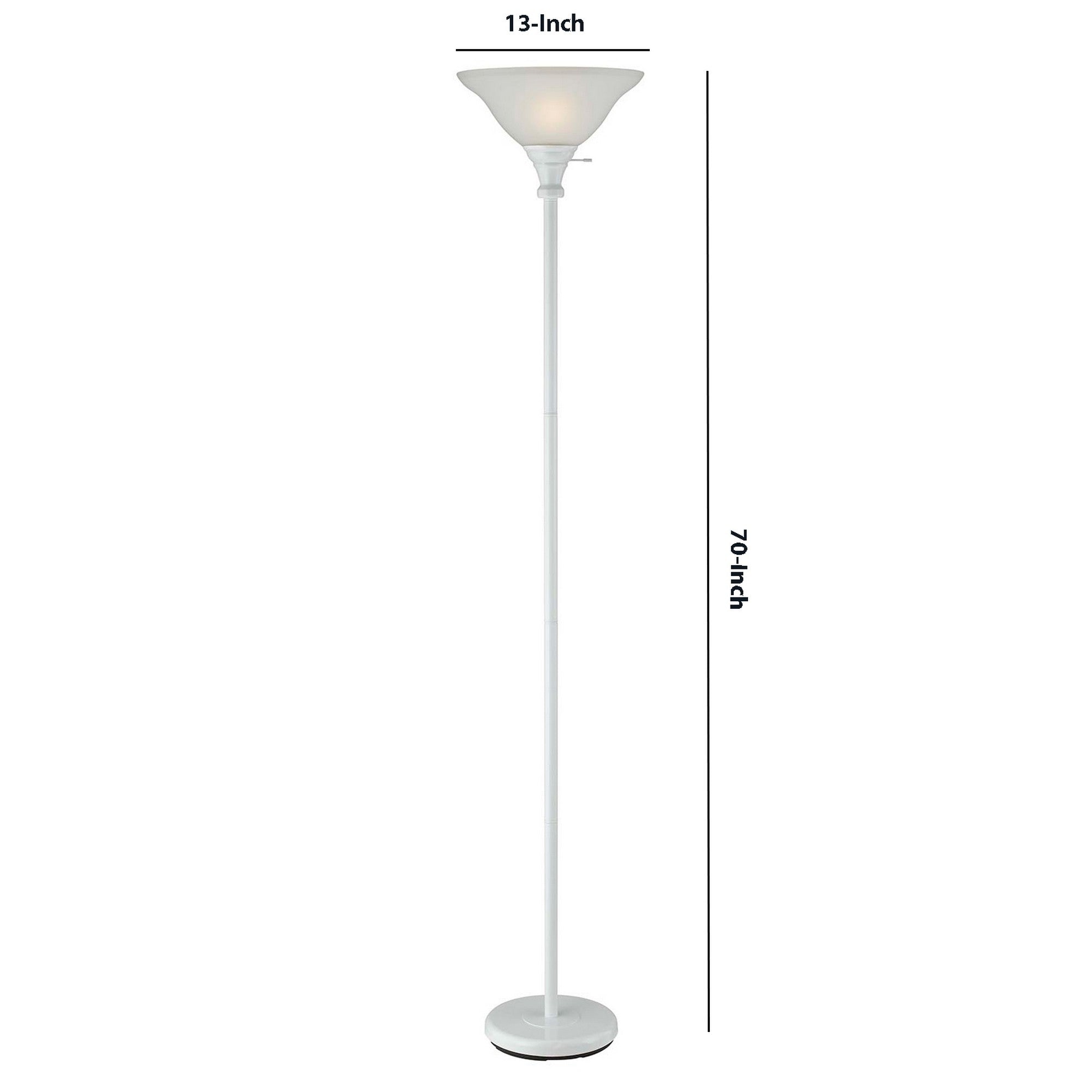 3 Way Torchiere Floor Lamp With Frosted Glass Shade And Stable Base White-zoom-5