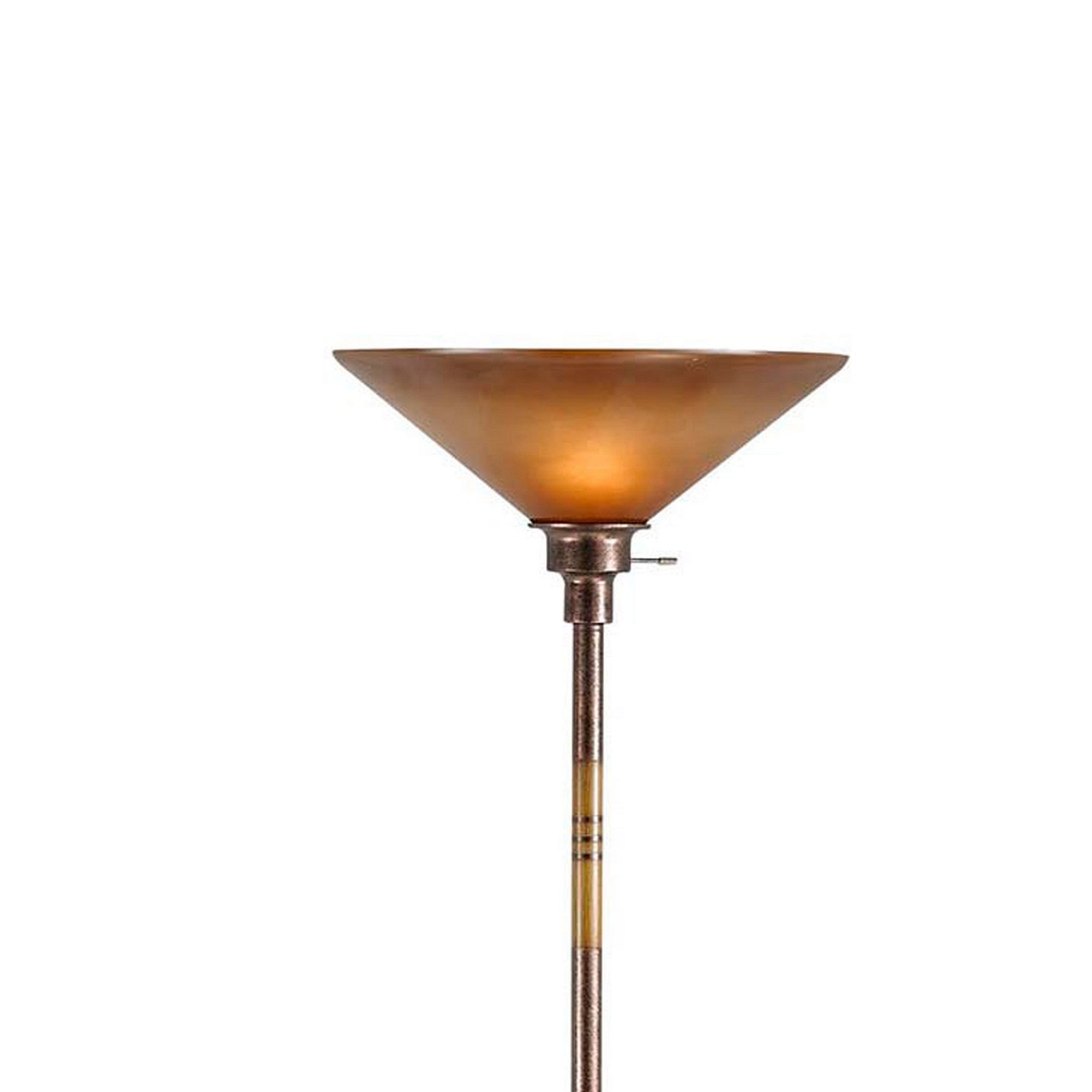 3 Way Torchiere Floor Lamp With Frosted Glass Shade And Stable Base Bronze-zoom-2