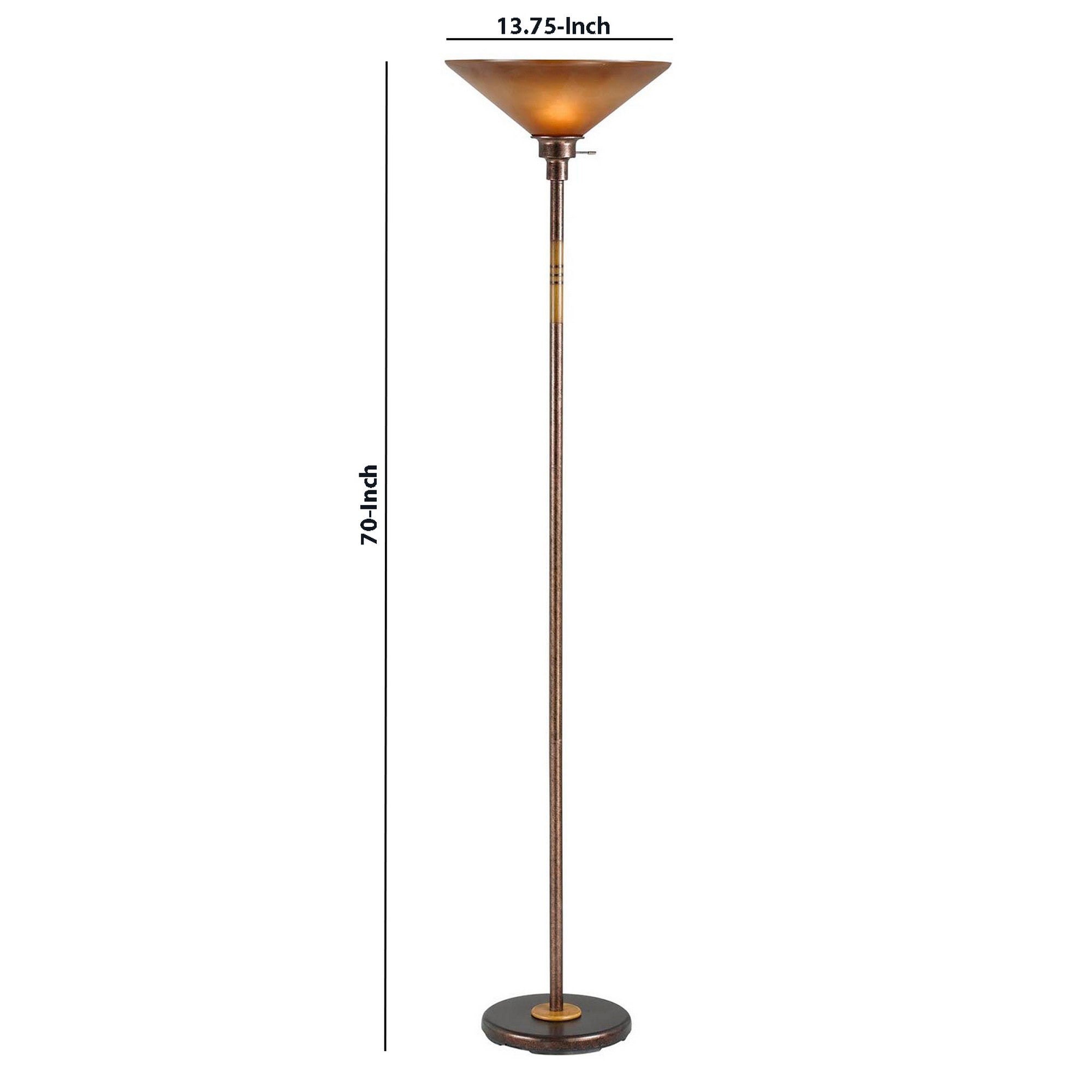 3 Way Torchiere Floor Lamp With Frosted Glass Shade And Stable Base Bronze-zoom-5