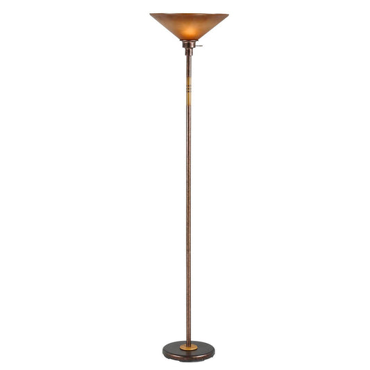 3 Way Torchiere Floor Lamp With Frosted Glass Shade And Stable Base Bronze
