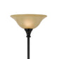 Metal Body Torchiere Floor Lamp With Attached Reading Light Black