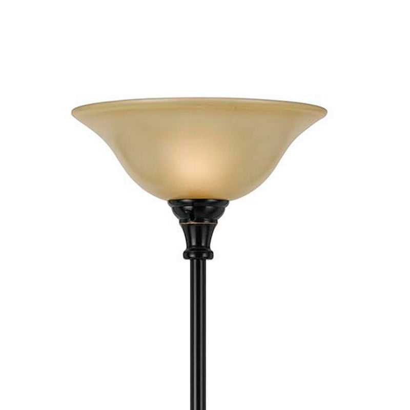 Metal Body Torchiere Floor Lamp With Attached Reading Light Black-zoom-