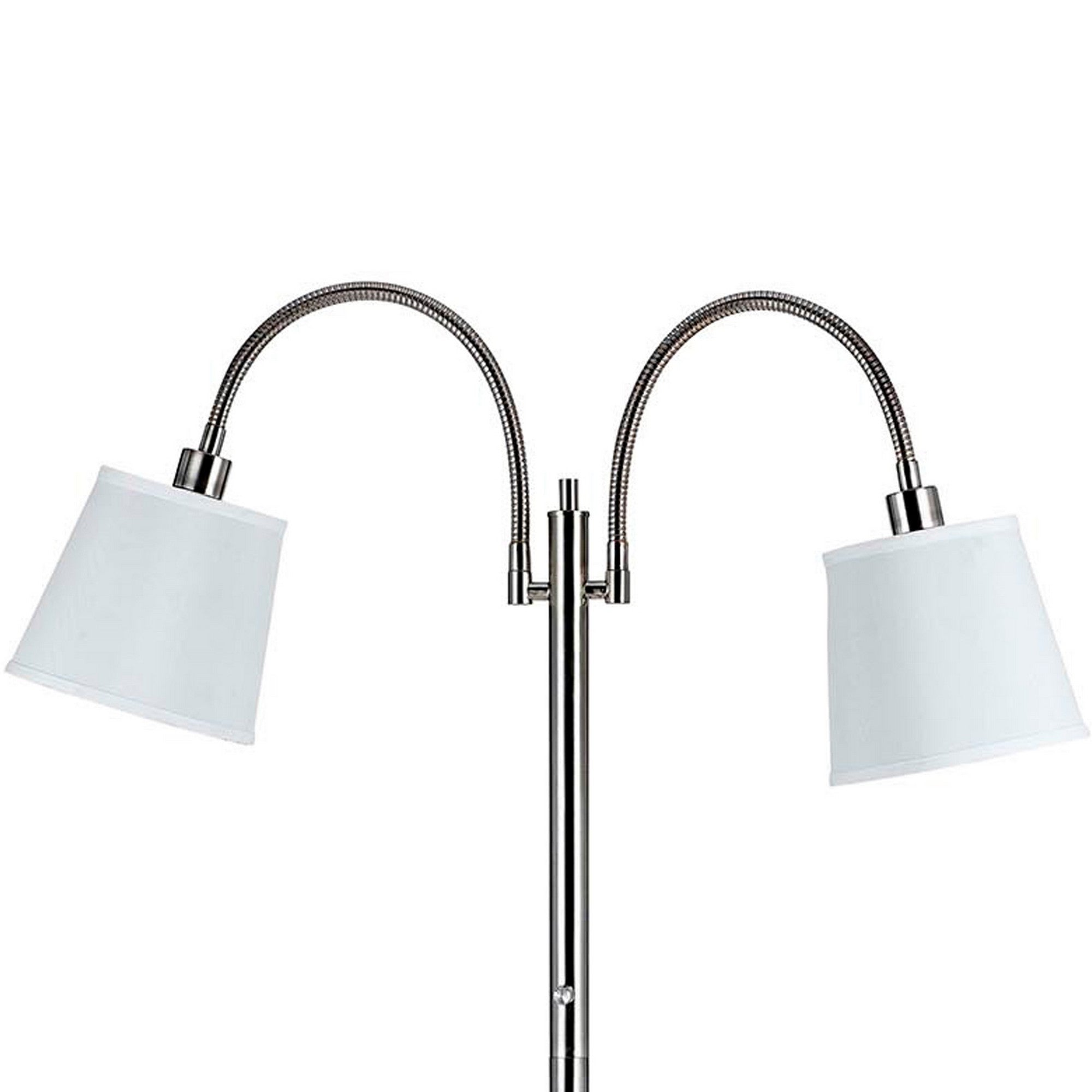 80 Watt Metal Floor Lamp With Dual Gooseneck And Uno Style Shades Silver-zoom-2