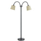80 Watt Metal Floor Lamp With Dual Gooseneck And Uno Style Shades Black
