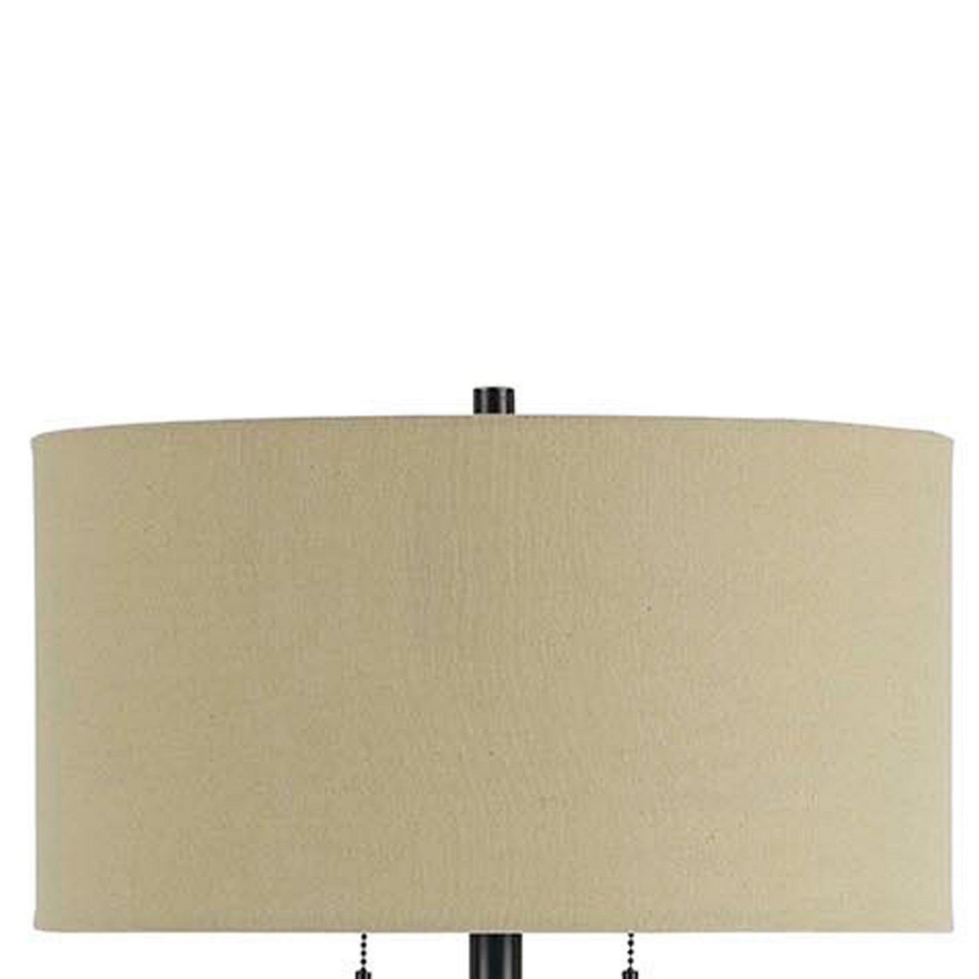 Metal Body Floor Lamp With Fabric Drum Shade And Pull Chain Switch Black-zoom-2