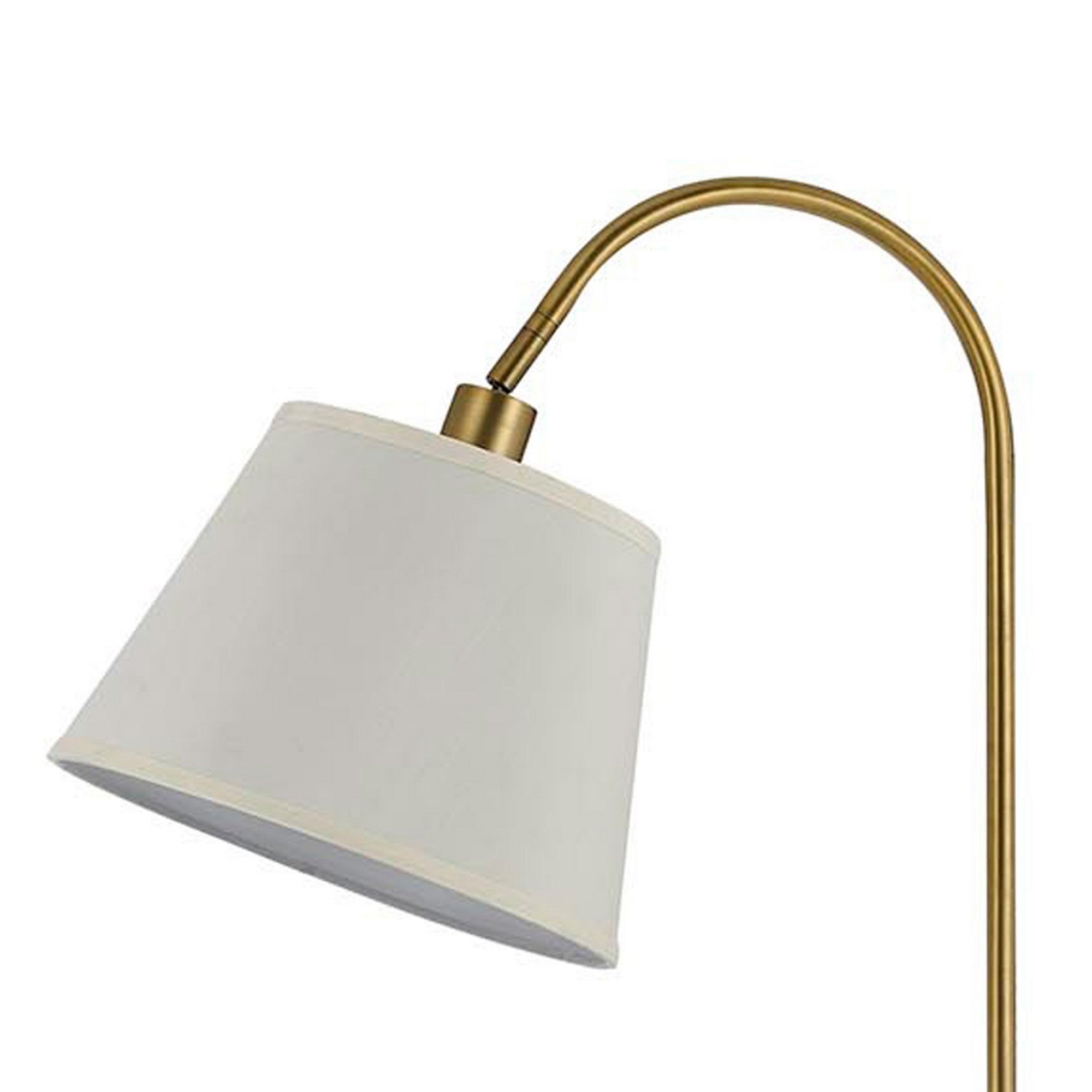 60 Watt Metal Floor Lamp With Gooseneck Shape And Stable Base Gold-zoom-2