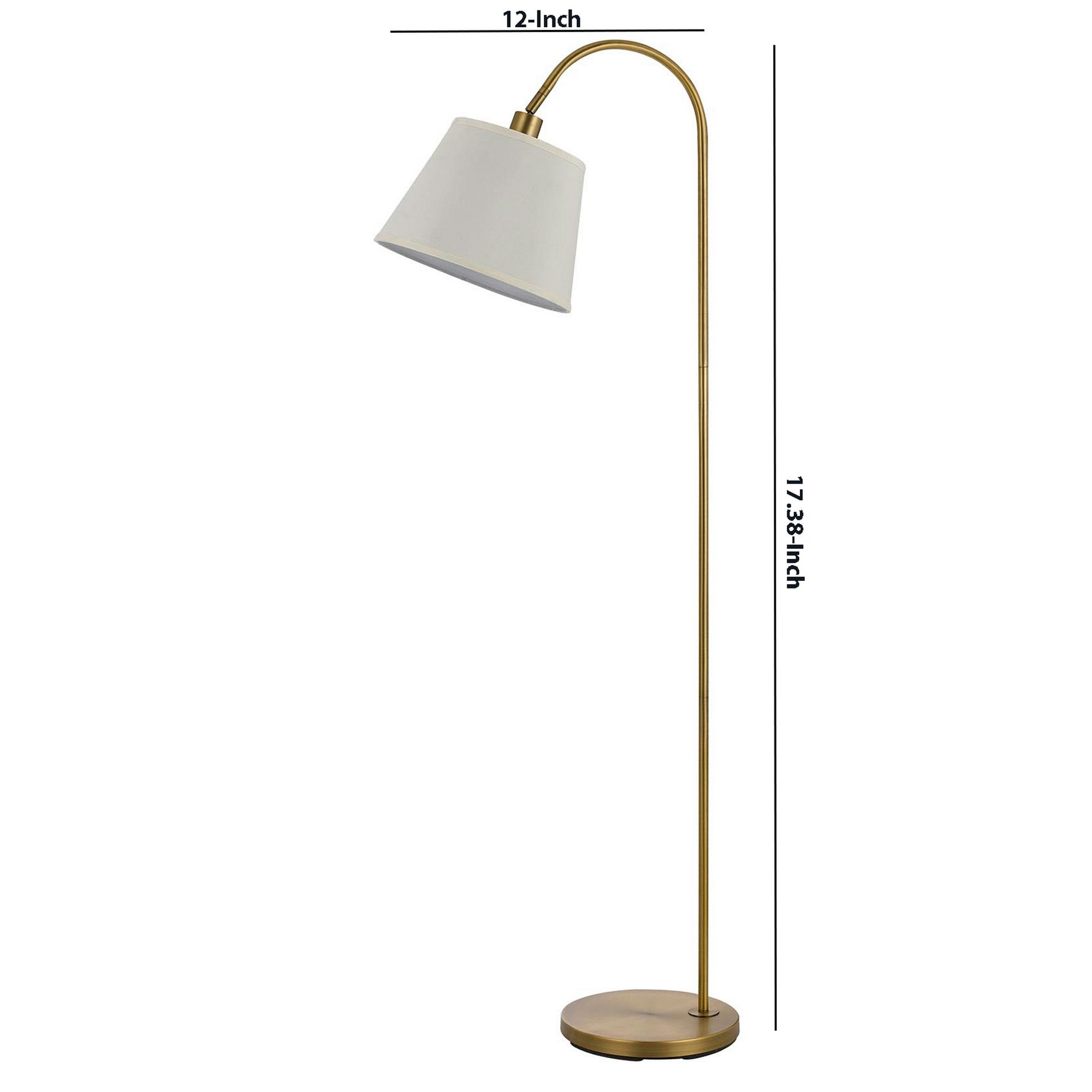 60 Watt Metal Floor Lamp With Gooseneck Shape And Stable Base Gold-zoom-5