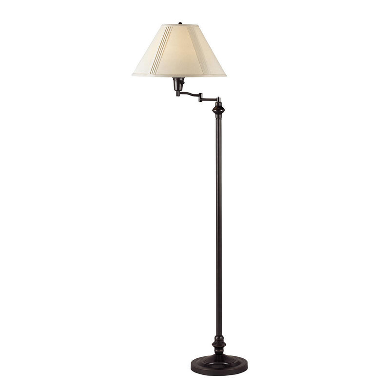 150 Watt Metal Floor Lamp With Swing Arm And Fabric Conical Shade Black-zoom-
