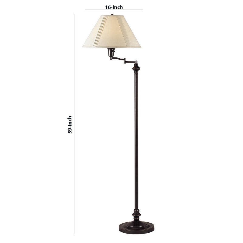 150 Watt Metal Floor Lamp With Swing Arm And Fabric Conical Shade Black-zoom-