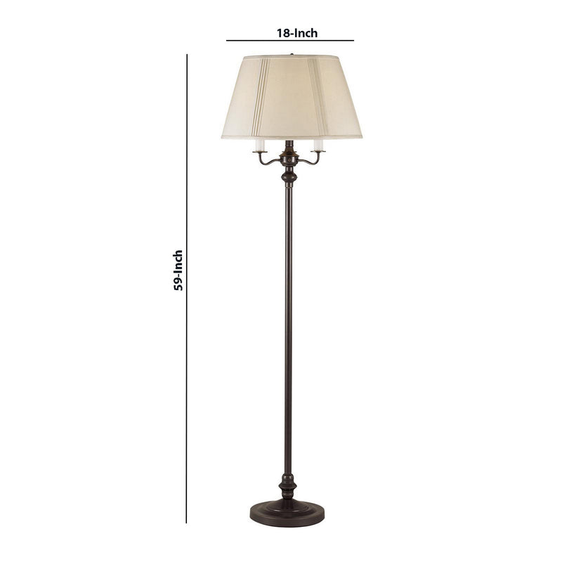 150 Watt 6 Way Metal Floor Lamp With Fabric Tapered Shade Bronze-zoom-