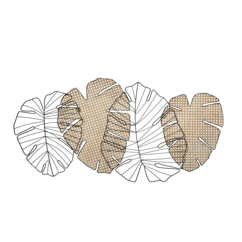 Conjoined 4 Leaf Metal Wall Decor With Mounting Hardware Black And Brown-zoom-