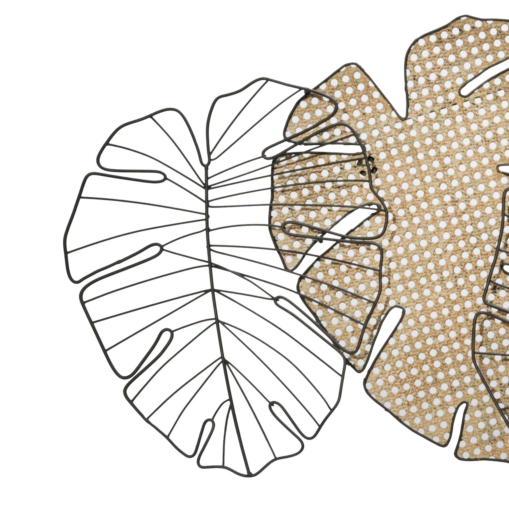 Conjoined 4 Leaf Metal Wall Decor With Mounting Hardware Black And Brown-zoom-2