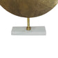 Metal Swirl Disk Accent Decor With Marble Base Gold