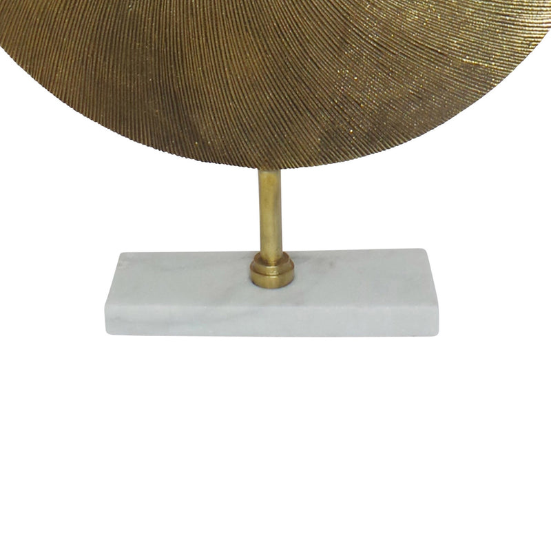 Metal Swirl Disk Accent Decor With Marble Base Gold-zoom-