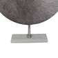Metal Swirl Disk Accent Decor With Marble Base Silver