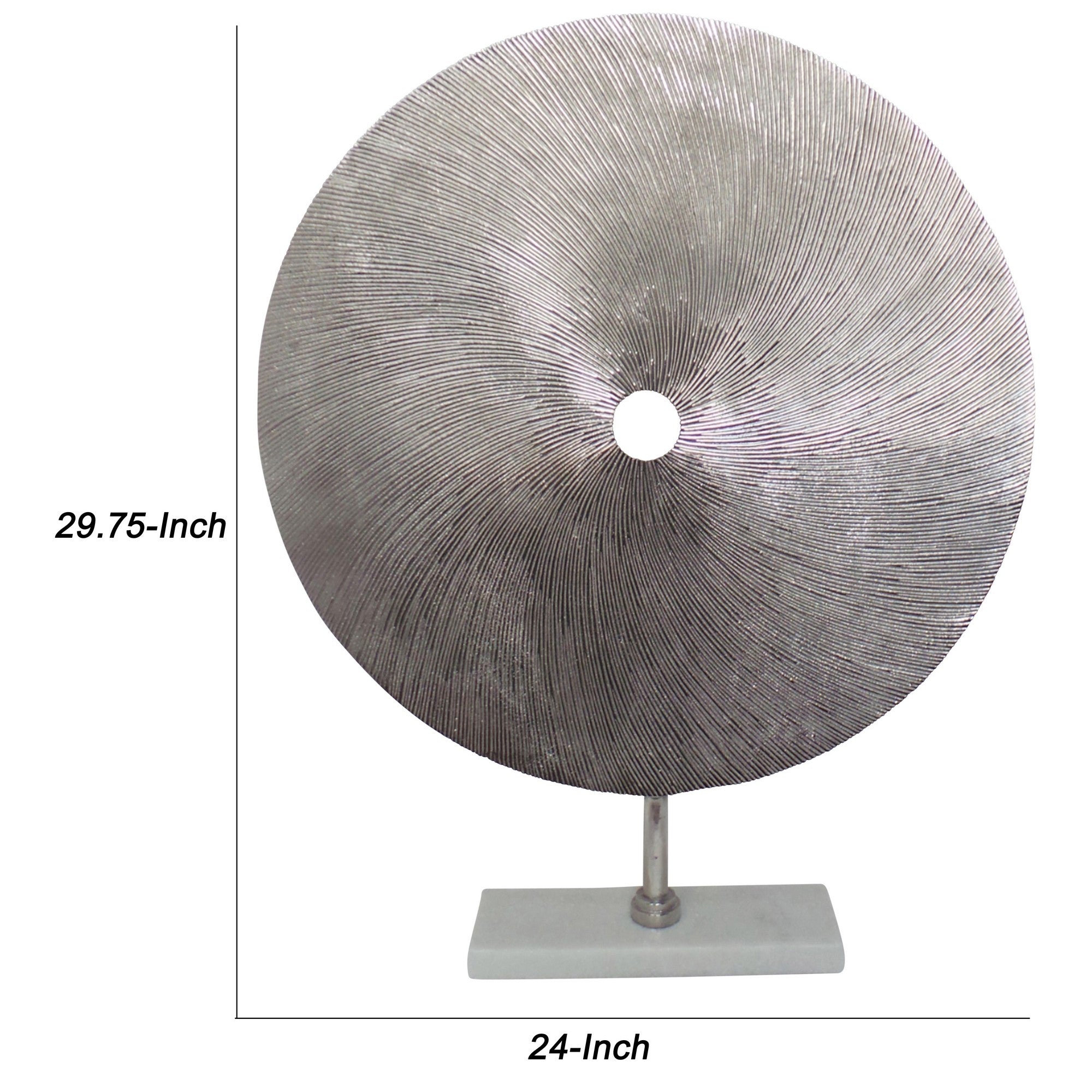 Metal Swirl Disk Accent Decor With Marble Base Silver-zoom-5