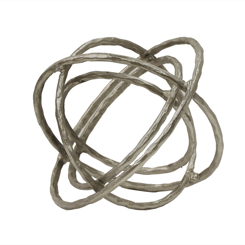 11 Inches Metal Frame Armillary Orb Table Decor Silver-zoom-