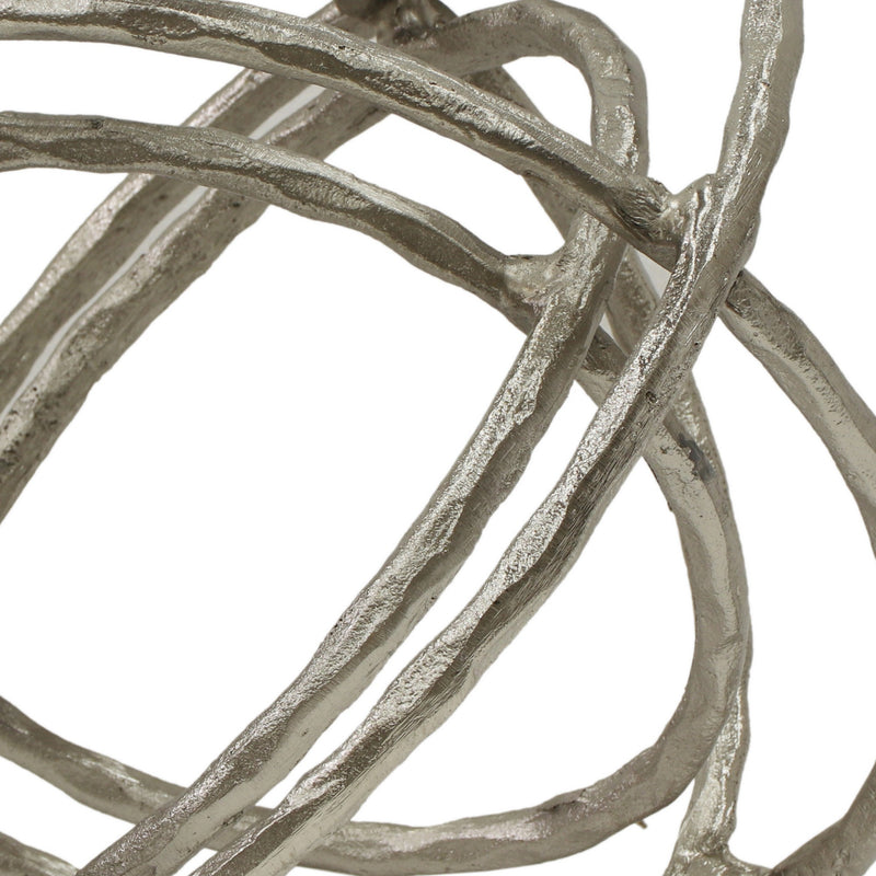 11 Inches Metal Frame Armillary Orb Table Decor Silver-zoom-