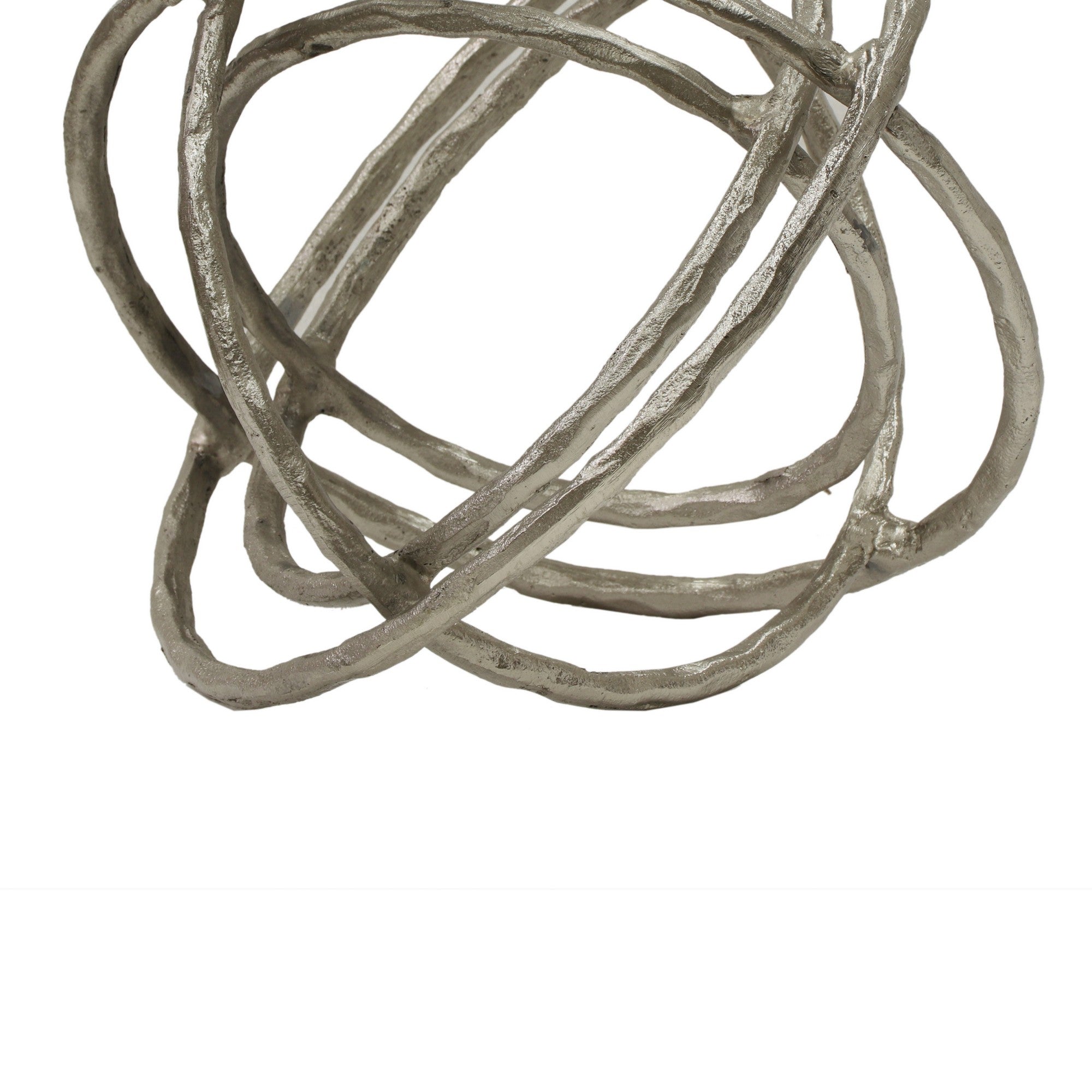11 Inches Metal Frame Armillary Orb Table Decor Silver-zoom-3