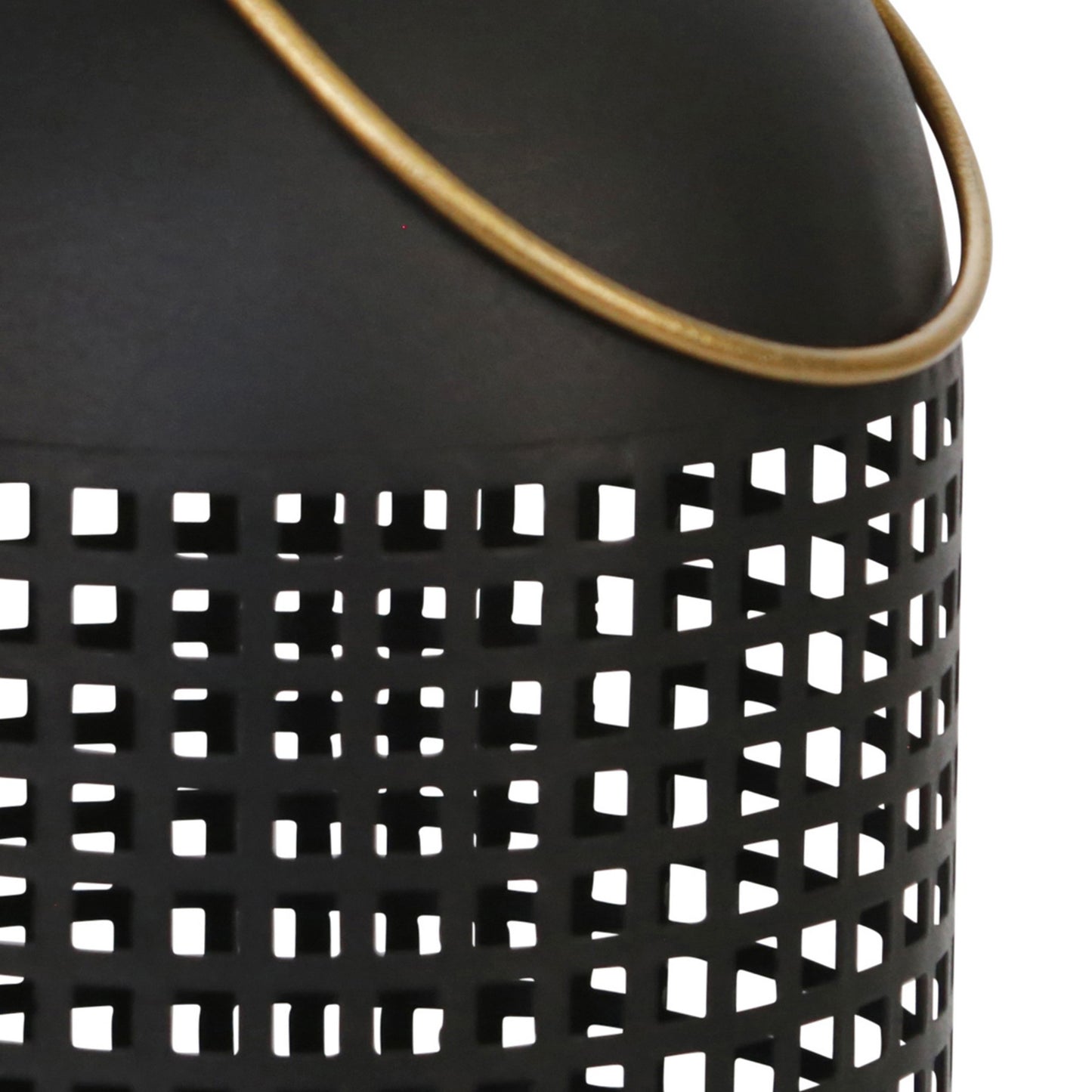11 Inches Metal Lantern Modern Cage Design Handle Black And Gold
