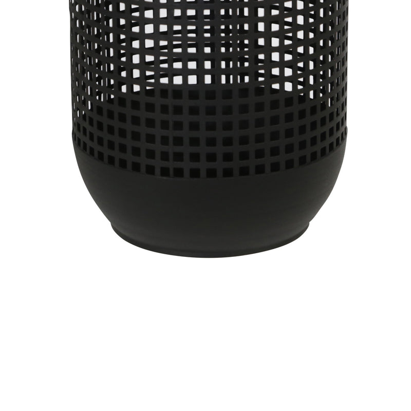 13 Inches Caged Metal Frame Lantern With Handle Black And Gold-zoom-