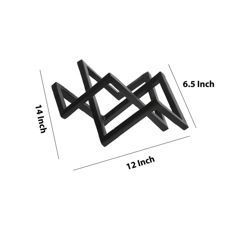 15 Inches Metal Frame Geometric Accent Decor Black-zoom-