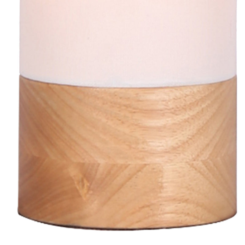 Cylindrical Wooden Cannister Table Lamp Set of 2 White and Brown-zoom-