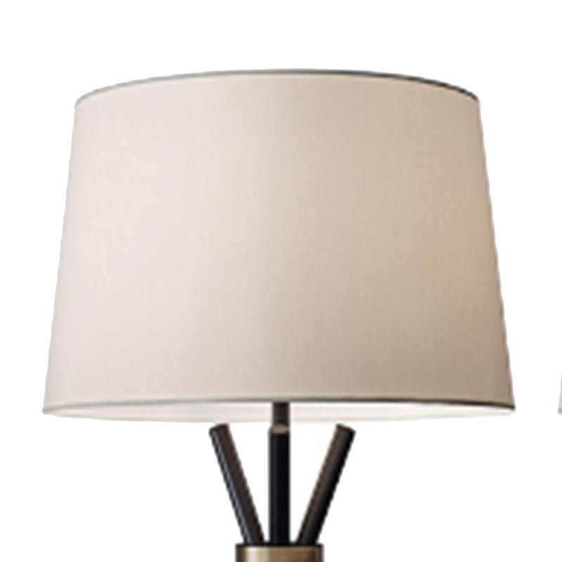 Metal Table Lamp with Tripod Base Set of 2 Off White and Black-zoom-