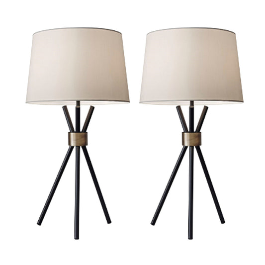 Metal Table Lamp with Tripod Base Set of 2 Off White and Black