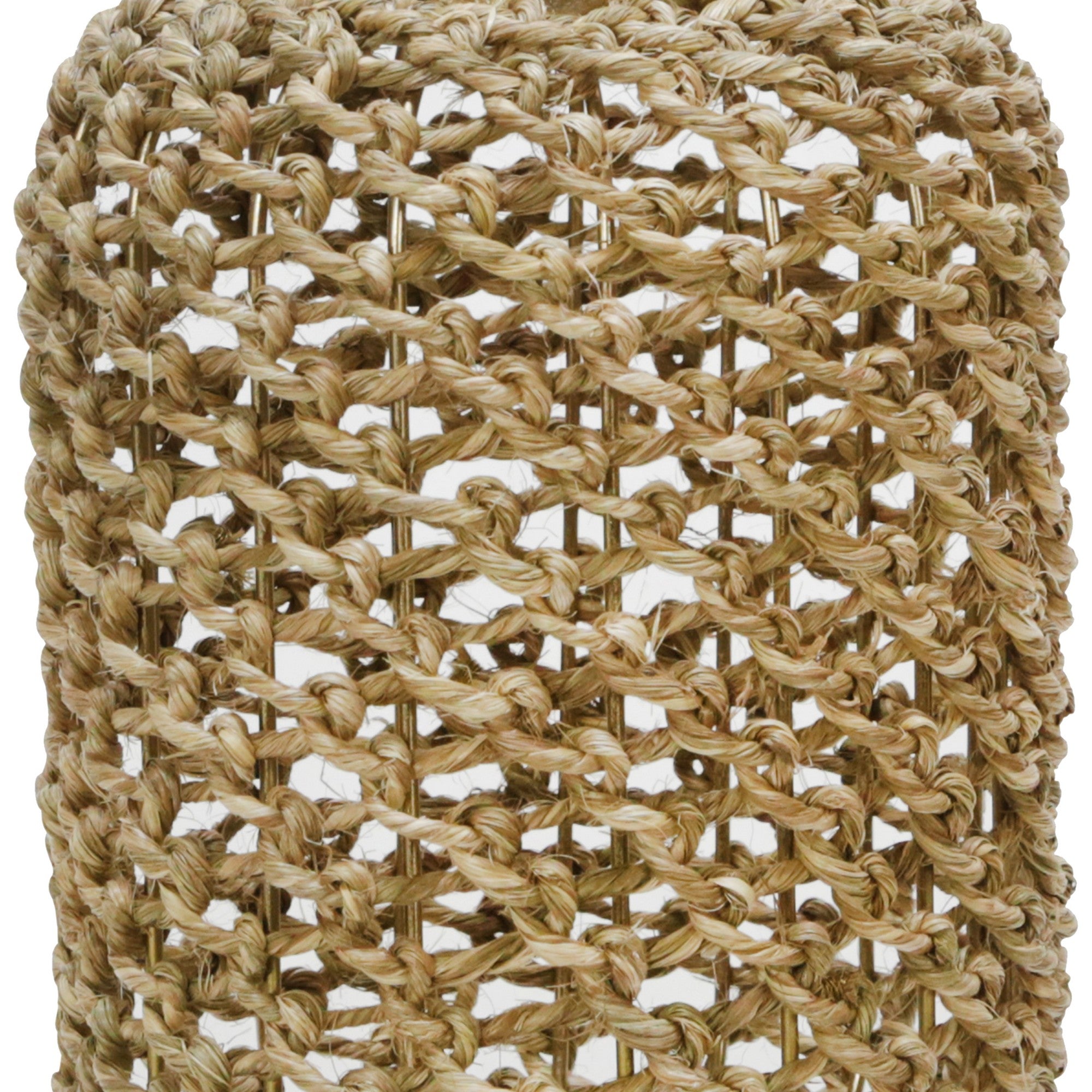 Cylindrical Rattan Lantern With Metal Frame And Handle small brown And Gold-zoom-3