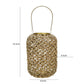 Cylindrical Rattan Lantern With Metal Frame And Handle small brown And Gold