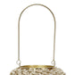 Cylindrical Rattan Lantern With Metal Frame And Handle large brown And Gold