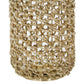 Cylindrical Rattan Lantern With Metal Frame And Handle large brown And Gold