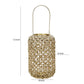 Cylindrical Rattan Lantern With Metal Frame And Handle large brown And Gold