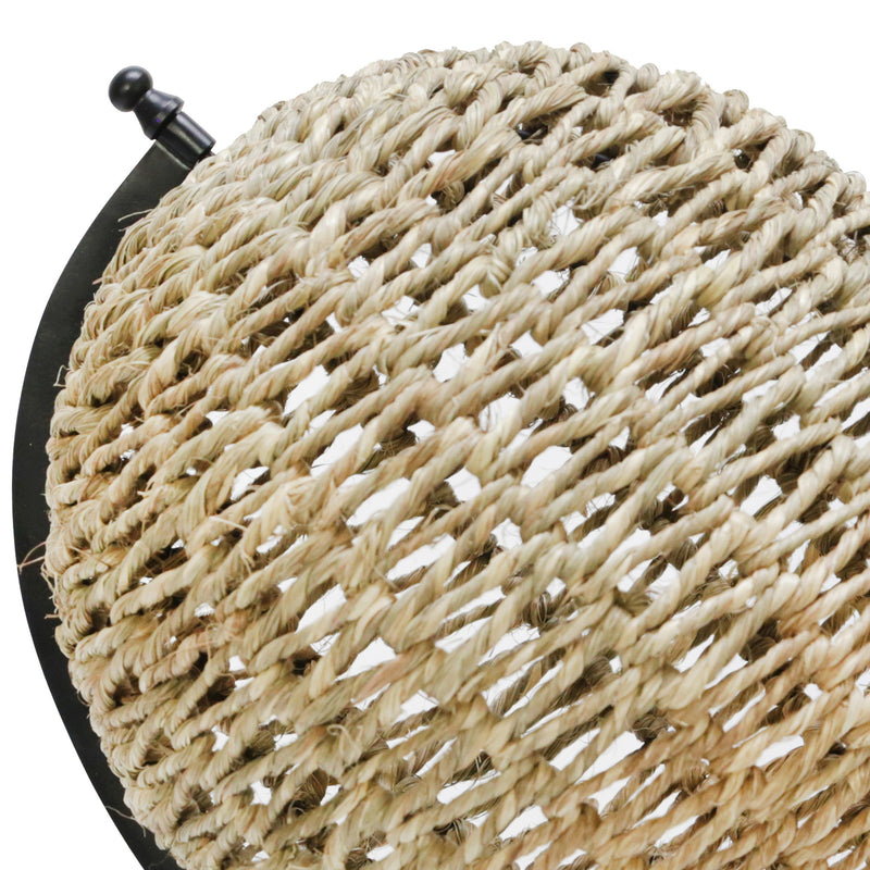 Metal Frame Globe Decor With Woven Rattan And Stable Base Black And Brown-zoom-