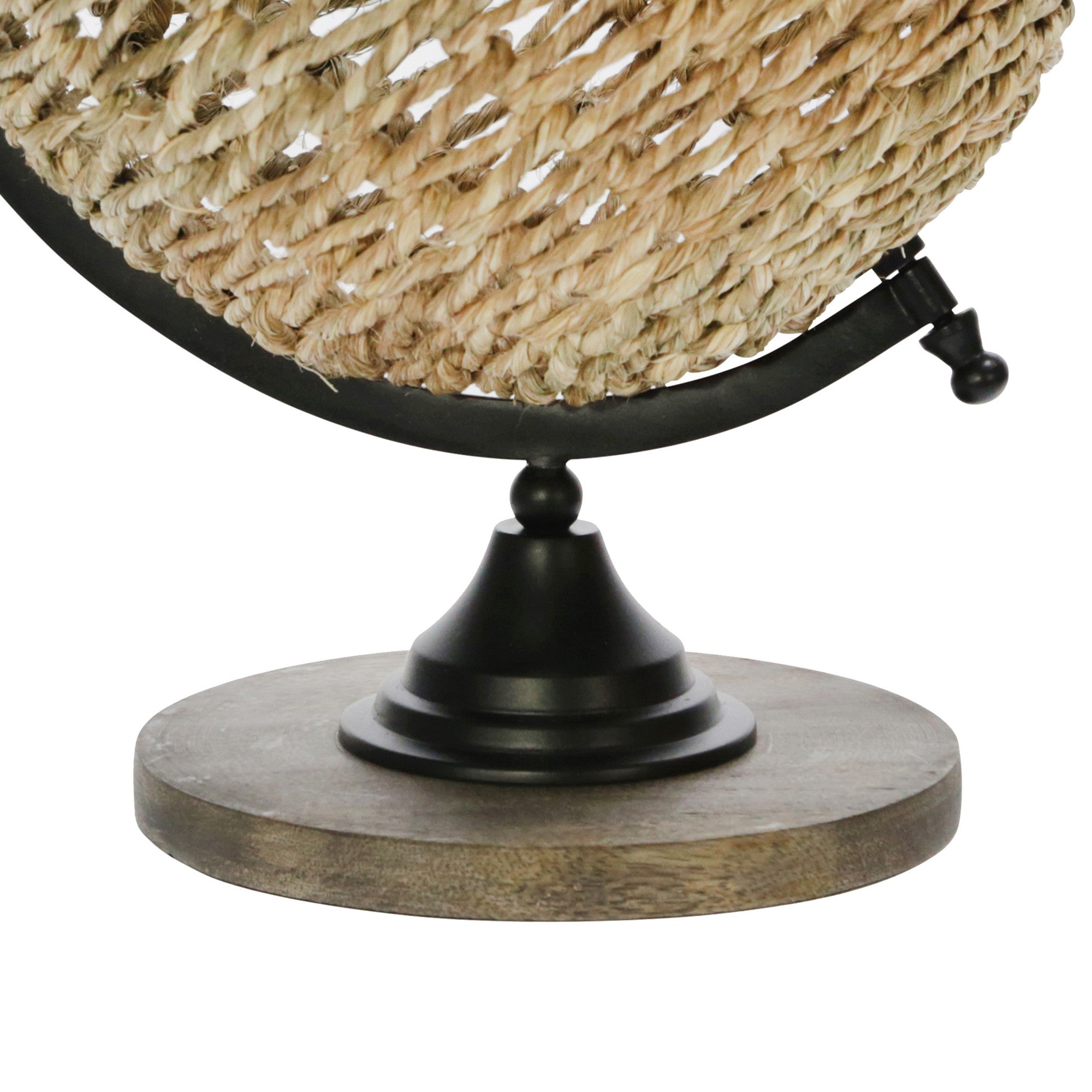 Metal Frame Globe Decor With Woven Rattan And Stable Base Black And Brown-zoom-4