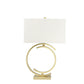 Metal Table Lamp with Concentric Semicircle Base and Rectangular Shade Gold