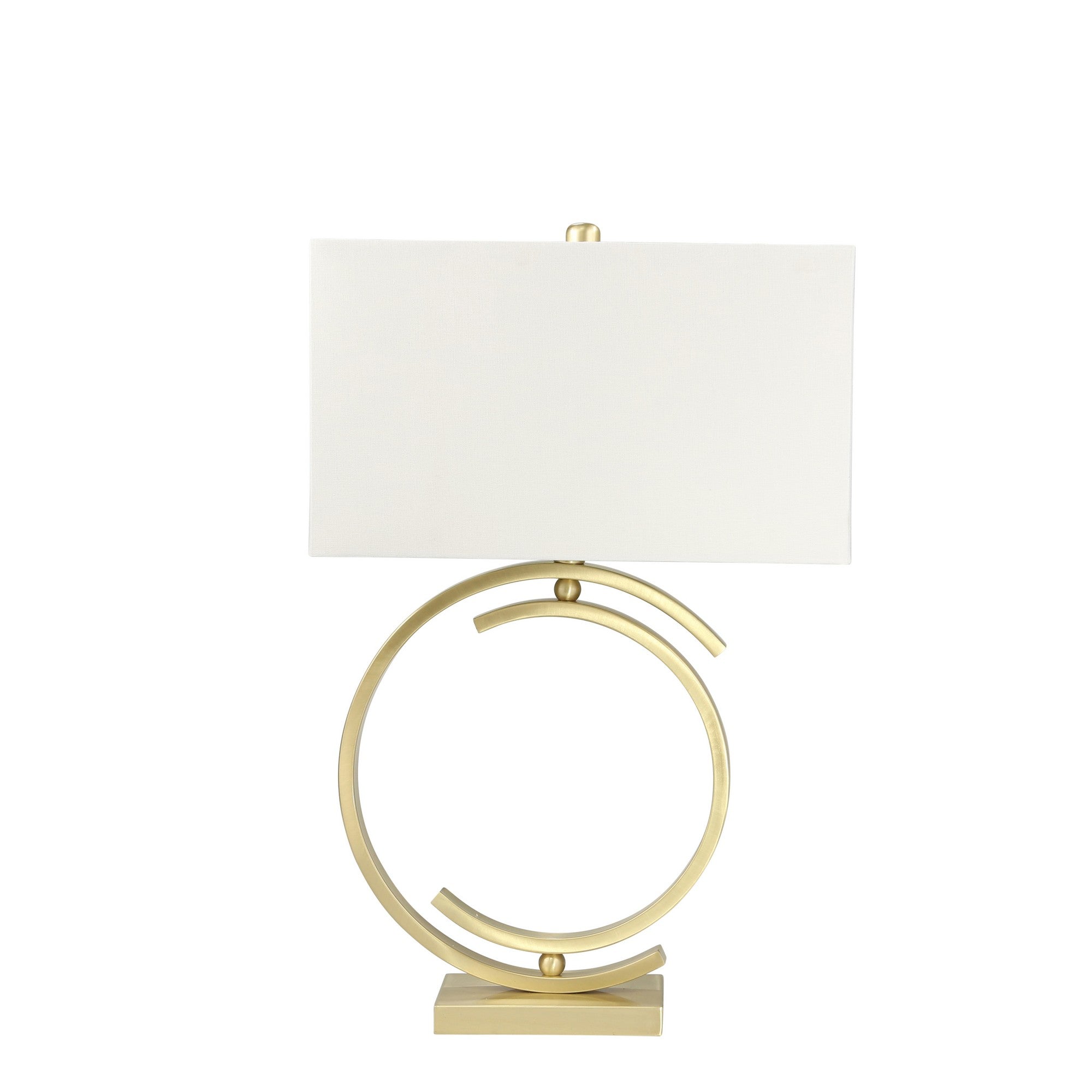 Metal Table Lamp with Concentric Semicircle Base and Rectangular Shade Gold-zoom-1