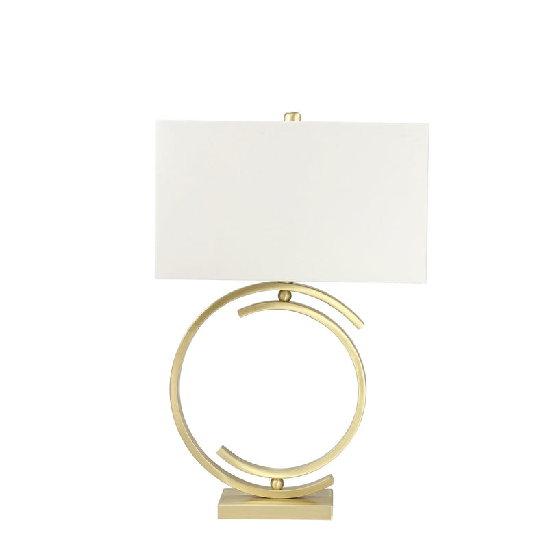 Metal Table Lamp with Concentric Semicircle Base and Rectangular Shade Gold-zoom-