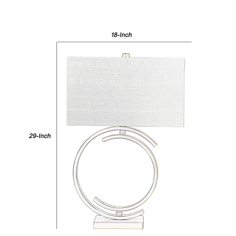 Metal Table Lamp with Concentric Semicircle Base and Rectangular Shade Gold-zoom-